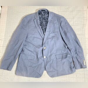 Lauren Ralph Lauren Suit Jacket Mens 48 Regular Blue Linen Lin Blazer Two Button